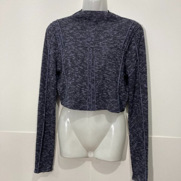 Urban Outfitters Tops - Urban Outfitters Out From Under Tripp Cropped Mock Neck Top Gray Waffle Knit L